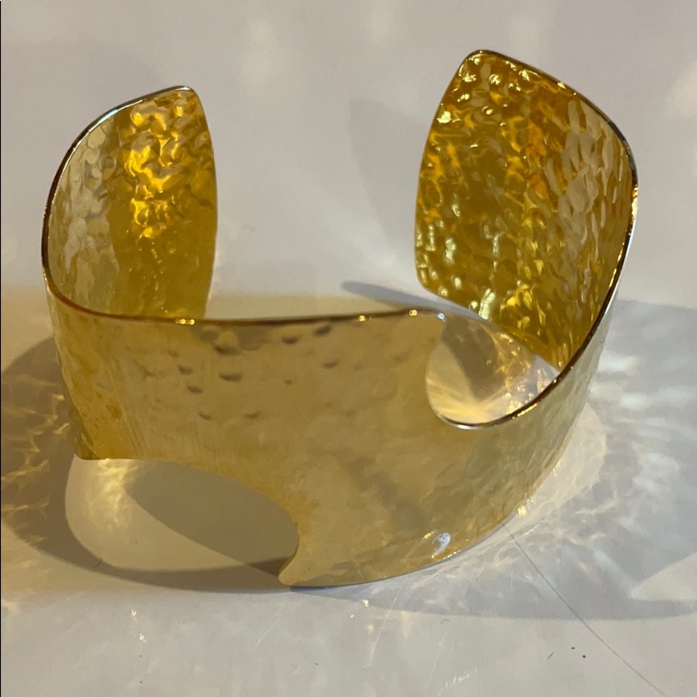 Gold Hammered Bracelet - Large Costume Cuff